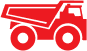 A red truck is shown on the side of a road.