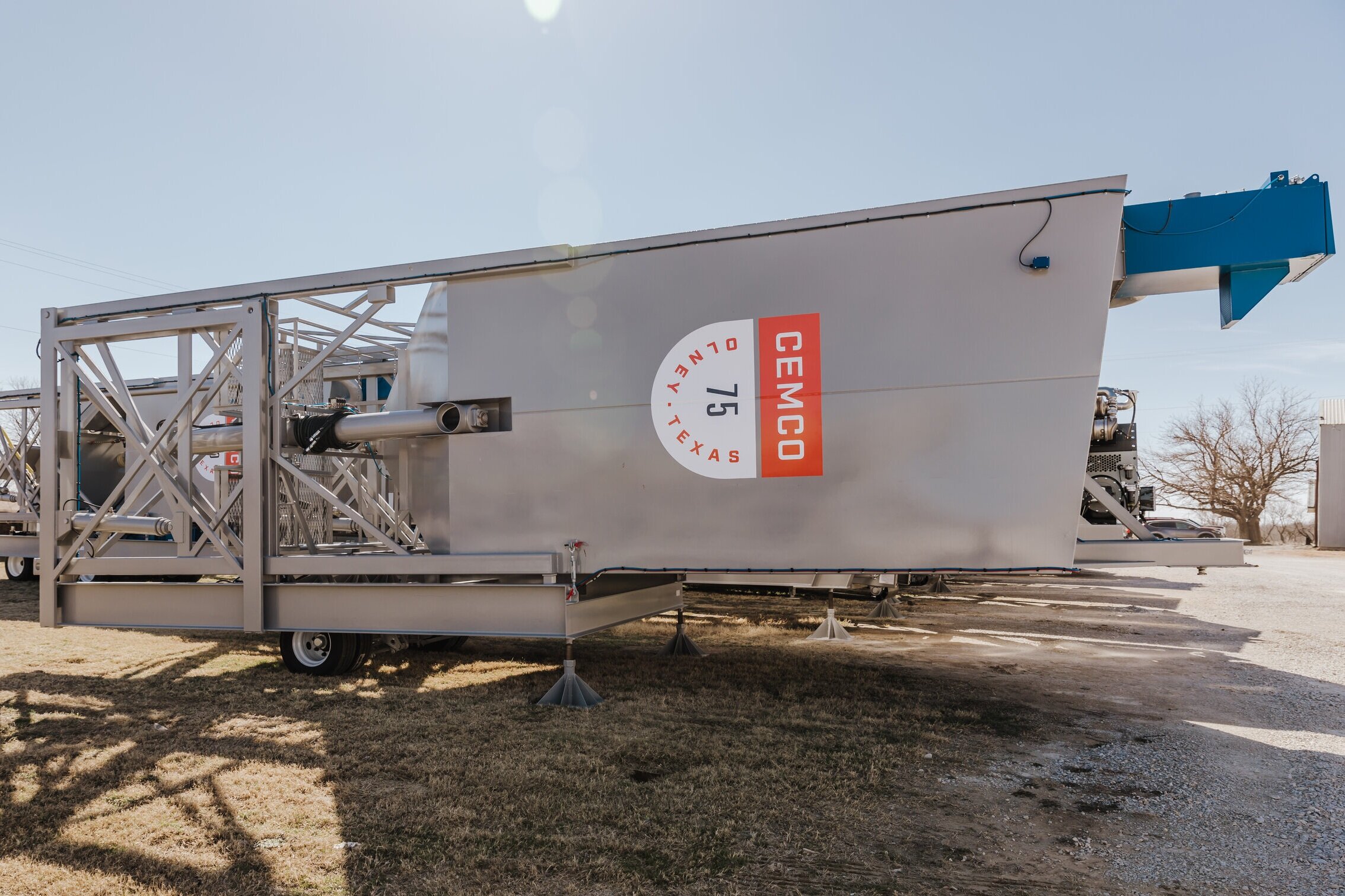 A large trailer with a sign on it